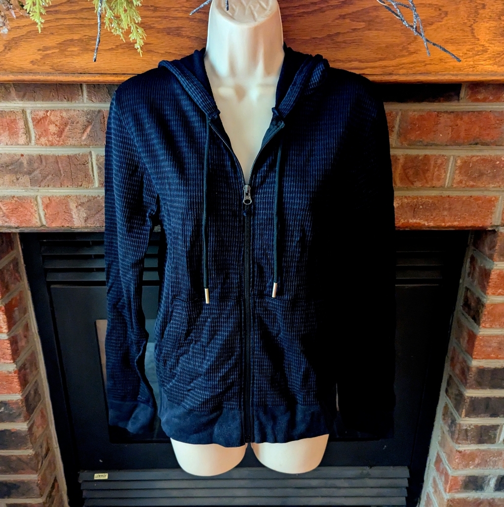 Black Ribbed Hooded Jacket Junior Size XL/XXL